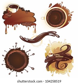 Coffee and chocolate. Collection of banners. Vector illustration.