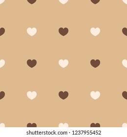Coffee chocolate color simple hearts repeating pattern use for textile print, party invitation,packaging,menu design,scrapbook,template