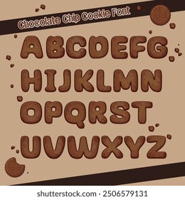 Coffee or chocolate cookie font, can be used for Children's Day, Christmas, birthday parties, baking themes, dessert decoration text A to B English letters