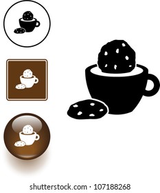 coffee or chocolate  and cookies symbol sign and button