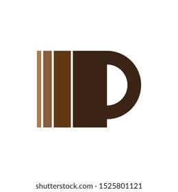 Coffee or Chocolate Cup with MP letter logo design vector