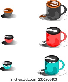 Kaffee- und Schokoladengetränke auf Blau-, Rot- und Grau-Brille