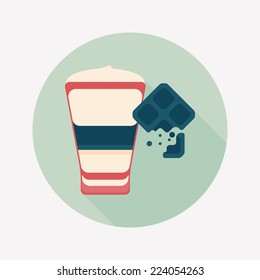 coffee with chocolate flat icon with long shadow,eps10