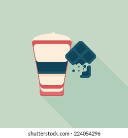 coffee with chocolate flat icon with long shadow,eps10