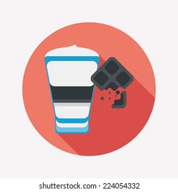coffee with chocolate flat icon with long shadow,eps10