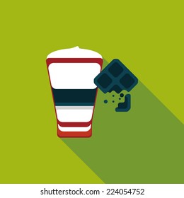 coffee with chocolate flat icon with long shadow,eps10