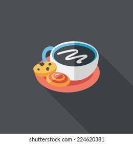 coffee with chocolate flat icon with long shadow,eps10