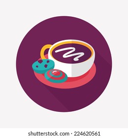 coffee with chocolate flat icon with long shadow,eps10