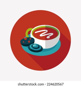 coffee with chocolate flat icon with long shadow,eps10