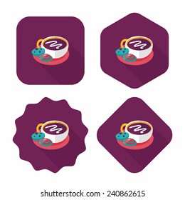 coffee with chocolate flat icon with long shadow, eps10