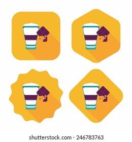 coffee with chocolate flat icon with long shadow,eps10