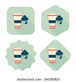 coffee with chocolate flat icon with long shadow,eps10