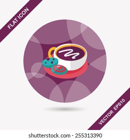 coffee with chocolate flat icon with long shadow,eps10