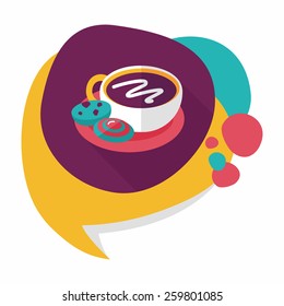 coffee with chocolate flat icon with long shadow,eps10