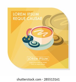 coffee with chocolate flat icon with long shadow,eps10