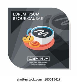 coffee with chocolate flat icon with long shadow,eps10