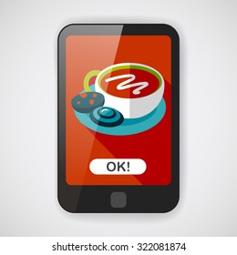 coffee with chocolate flat icon with long shadow,eps10