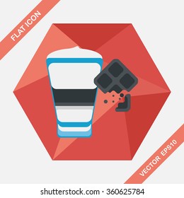 coffee with chocolate flat icon with long shadow,eps10