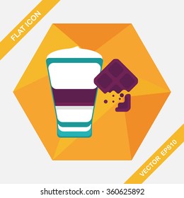 coffee with chocolate flat icon with long shadow,eps10