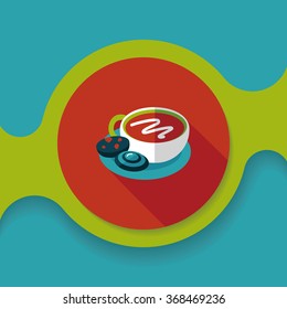 coffee with chocolate flat icon with long shadow,eps10