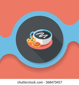 coffee with chocolate flat icon with long shadow,eps10
