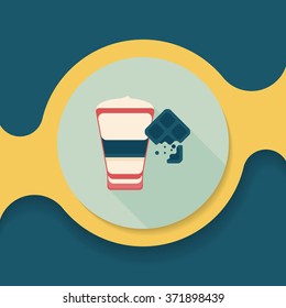 coffee with chocolate flat icon with long shadow,eps10