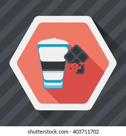 coffee with chocolate flat icon with long shadow,eps10