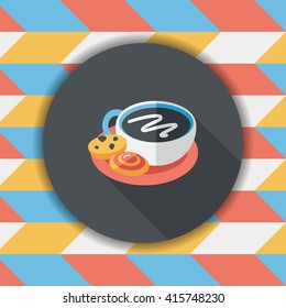 coffee with chocolate flat icon with long shadow,eps10