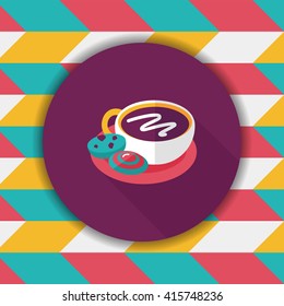 coffee with chocolate flat icon with long shadow,eps10