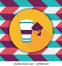 coffee with chocolate flat icon with long shadow,eps10