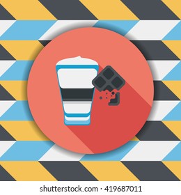 coffee with chocolate flat icon with long shadow,eps10
