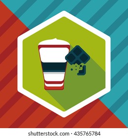 coffee with chocolate flat icon with long shadow,eps10