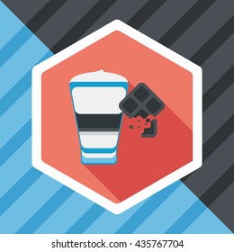 coffee with chocolate flat icon with long shadow,eps10