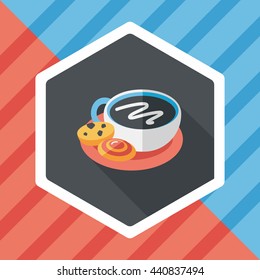 coffee with chocolate flat icon with long shadow,eps10