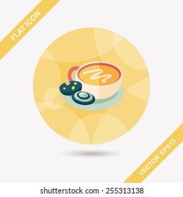 coffee with chocolate flat icon with shadow,eps10