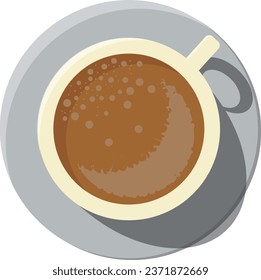 coffee or chocolate in a glass viewed from above with shadow