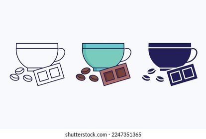 Ilustración vectorial del icono del chocolate con café