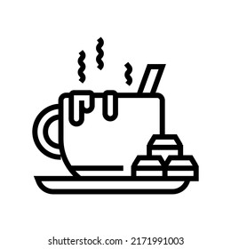 coffee chocolate line icon vector. coffee chocolate sign. isolated contour symbol black illustration