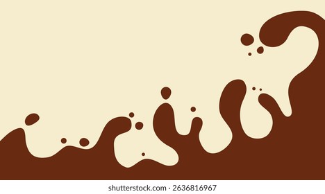 Coffee or chocolate liquid texture. Cocoa splash vector background. Abstract liquid brown waves illustration.