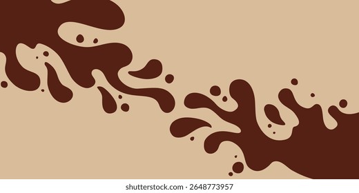 Coffee or chocolate liquid texture. Cocoa splash vector background. Abstract liquid brown waves illustration.