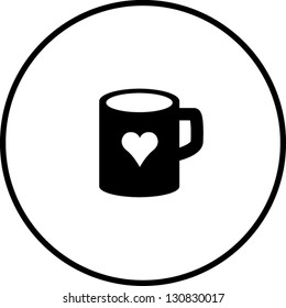 Coffee or chocolate mug with heart symbol