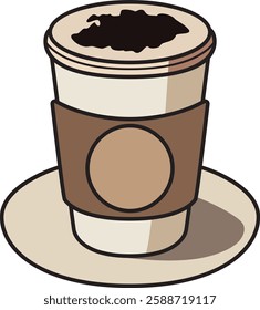 Coffee with Chocolate in Paper Cup Vector Icon. Hot Drink Outline Illustration