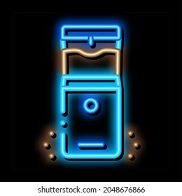 coffee chopper neon light sign vector. Glowing bright icon coffee chopper sign. transparent symbol illustration