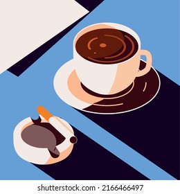 coffee and cigar, isometric design