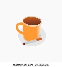Coffee and cigarettes vector illustration.