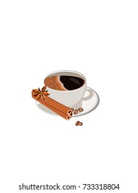 Coffee cinnamon on a white background