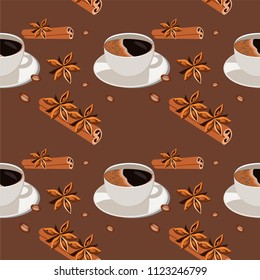 Coffee with cinnamon pattern Seamless