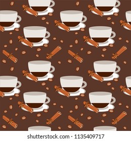 Coffee with cinnamon pattern Seamless