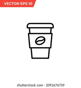 Coffee Cip Icon.Vector.Disposable Coffee Cup Icon.Drink.