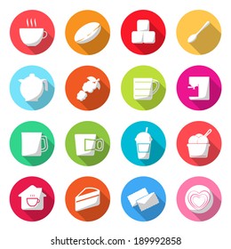 Coffee Circle Color Icons Vector.